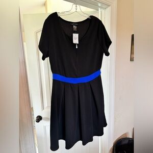 NWT ASHLEY STEWART (14/16) Royal Blue and black dress